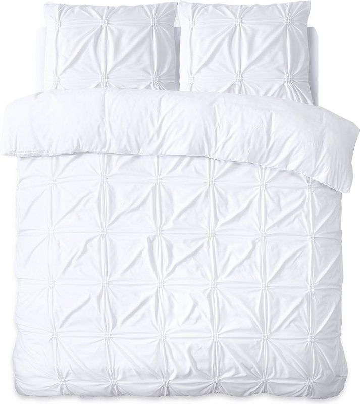 Sleeptime - Dekbedovertrek Punch pintuck - Wit - 240x220 + 2 kussenslopen 60x70