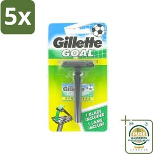 5 x Gillette - Goal - Scheerset - Stainless Steel - Duurzaam en scherp - 1 Scheermesje - Grootverpakking - Scheermes - Gillette Goal - Mesjes - Scherpe Mesjes - Duurzaam Scheermes
