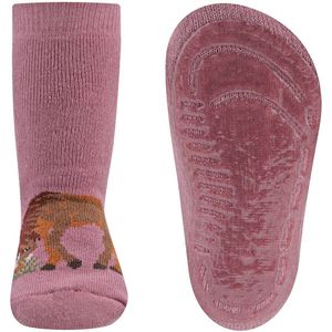 Antislipsokken Ewers Kindermaat - Roze met Paard Donkerbruin Grazend - Siliconenzool-19/20
