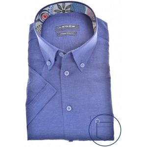 Ledub modern fit overhemd - korte mouw - middenblauw - Strijkvriendelijk - Boordmaat: 38