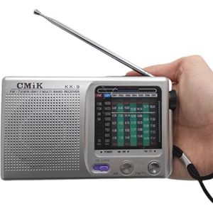 Draagbare 9-bands FM/AM/SW transistorradio met sterke luidspreker en tas
