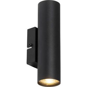 QAZQA jeana - Moderne Wandlamp Up Down voor binnen - 2 lichts - D 80 mm - Zwart - Woonkamer | Slaapkamer | Keuken