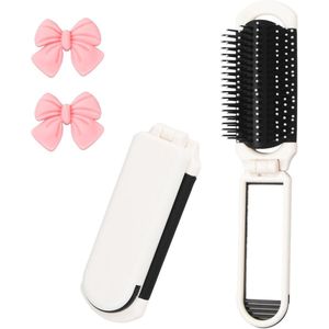 Opvouwbare Reishaarborstel met Spiegel - Mini Haarborstel voor Dames en Meisjes