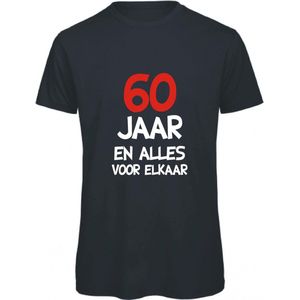 60 jaar verjaardag - T-shirt 60 jaar en alles voor elkaar - Maat XXL | Zwart
