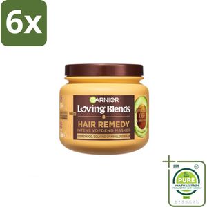 Garnier - Loving Blends - Haarmasker - Avocado Olie & Shea Boter - Ultra Voedend - Golvend & Krullend Haar - 340 ml - Voordeelverpakking - 6 stuks - Haar masker - Avocado olie