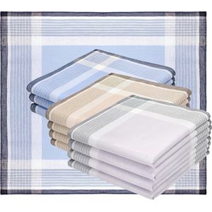 12 Stuk Mannen Zakdoeken Set - 100% Katoen, Modern Design, 40x40cm