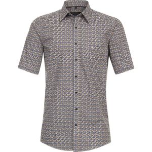 CASA MODA - Sport Comfort Fit - Overhemd - Geel Dessin - Korte Mouw - Strijkvriendelijk
