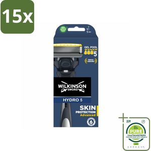 15 x Wilkinson Sword - Navulmesjes - Hydro 5 Skin Protection Advanced - Beschermend - 1 mesje - Grootverpakking - Scheermes - Scheermes 5 Mesjes - Hydro 5 - Wilkinson Sword - Scheermes Voor Mannen