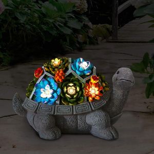 Zonne Energie Solar Tuin Schildpad Standbeeld Buiten Tuin Schildpad Beeldje Decoratie Led Licht Beeldje & Miniaturen