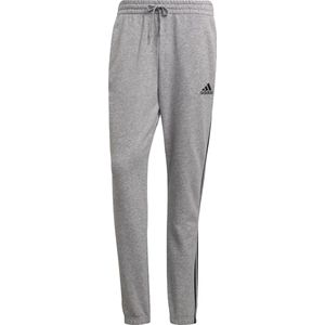 Adidas essentials french terry tapered 3-stripes broek in de kleur grijs/zwart.