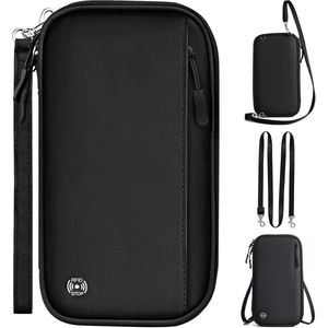 Paspoorttas, reisorganizer, documenten familie, RFID-blocker, reisdocumenten, organizer, ID-tas, paspoorthoes, 4 paspoorten voor vliegtickets, instapkaarten (zwart), zwart, Modern