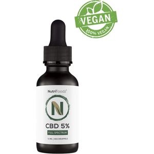 Nutrifoodz - CBD Olie 5% - Full Spectrum - 12 ml - 100% natuurlijk - Vegan - Hennep Olie - Cannabisolie