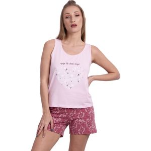 VANILLA - Heart dames pyjama - Pyjamasets - Tweedelig - Viscose - Roze - PJ1501 - XL