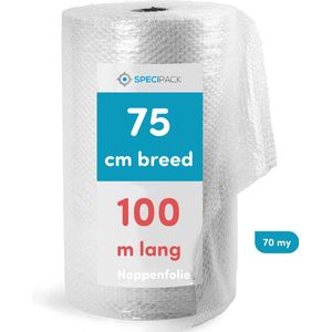 Specipack® Noppenfolie - Ideaal om breekbare spullen te verpakken - Luchtkussenfolie - Effectief voor verpakkingsmaterialen - Verpakkingsfolie - 75 cm x 100 m x 70 MY