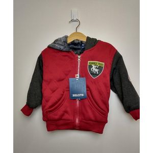 Jongens vest Milan met capuchon rood grijs 92