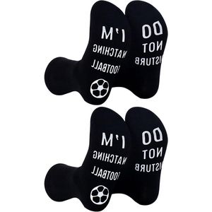 Grappige sokken voor heren | 2 paar | Katoen | Antislip | Voetbalfans | Cadeaus voor vader, grootvader en bruidegom | Zwart | Maat 36-42 EU