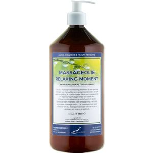 Massageolie Relaxing Moment 1 liter met witte pomp - amber fles - 100% natuurlijk - biologisch en koud geperst