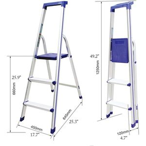 Ladder 3-traps Aluminium Lichtgewicht Opvouwbare Trapladder met Breed Pedaal en Handvat