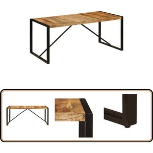 vidaXL Eettafel - 180x90x75 cm - Mangohout - Staal Eetkamertafel - Industrieel - Mangohout - Salontafel - Vintage Meubilair