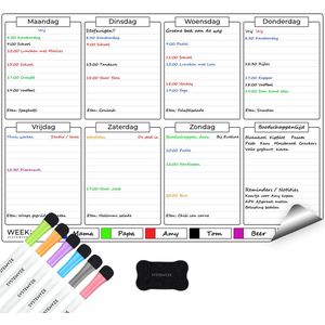 Systemyze Weekplanner Whiteboard – Magnetisch Planbord – Magnetische Maandplanner – Inclusief Markers & Wisser – A3 Formaat