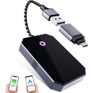 Draadloze Adapter 2024 - 2-in-1 Carplay en Android Auto Wireless Adapter - Ondersteunt Online Update - Plug & Play - Bekabeld of Draadloos - Carplay of Android Auto Carplay Dongle