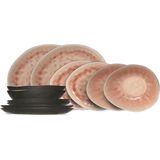 Cosy & Trendy - Serviesset Laguna Old Rose - 12-Delig - Voor 4 Personen - 4 Dinerborden, 4 Ontbijtborden en 4 Schalen