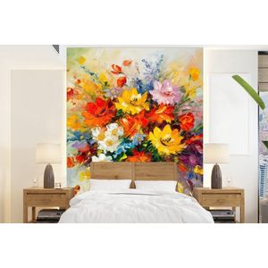Bloemen - Kleurrijk - Olieverf - Bloempot