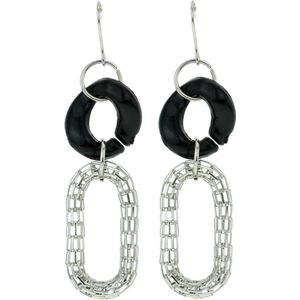 Behave Oorhangers zwart en zilverkleur