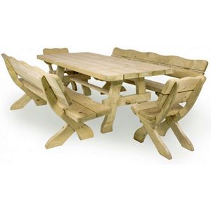 MaximaVida houten tuinset Provence 200 cm met 1 tafel en 2 stoelen en 2 banken