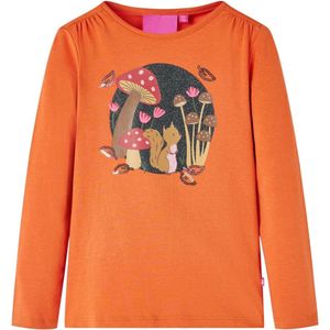 vidaXL - Kindershirt - met - lange - mouwen - 104 - oranjebruin