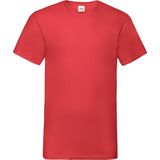 Fruit Of The Loom Heren Valuegewicht V-hals, T-shirt met korte mouwen. (Rood) Maat S