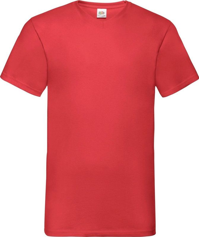 Fruit Of The Loom Heren Valuegewicht V-hals, T-shirt met korte mouwen. (Rood) Maat S