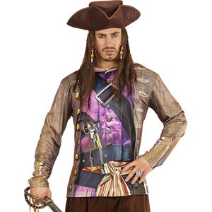 Widmann - Piraat & Viking Kostuum - T-Shirt Lange Mouwen Piraat Sint Maarten Man - Bruin - XL - Carnavalskleding - Verkleedkleding