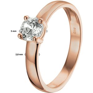 Ring - Roségoud - Zirkonia - 5mm - Stijlvolle Sieraden