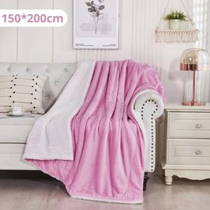 Nivard Deken - Pluche - Wollen - Dekentje - Fleece - Plaid - Knuffeldeken - Bank Deken - 1 Persoons - Roze