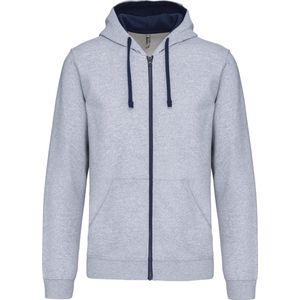 Kariban Herensweater met rits en capuchon in contrasterende kleur K466 - Oxford Grey / Navy - XS