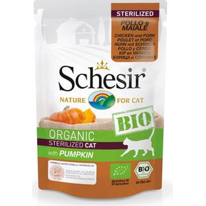 16x Schesir Kattenvoer Sterilized Bio Kip - Varken - Pompoen 85 gr