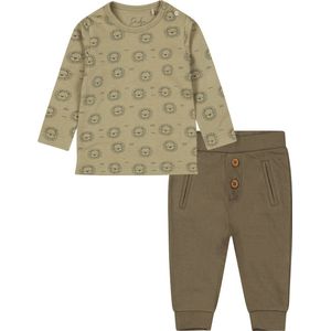 Dirkje - Kledingset - Broek Groen - Shirt Groen met leeuwtjes - Maat 80