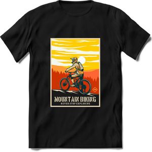 Mountain Biking | TSK Studio Mountainbike kleding Sport T-Shirt | Oranje - Geel | Heren / Dames | Perfect MTB Verjaardag Cadeau Shirt Maat S