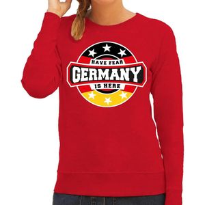Have fear Germany is here sweater met sterren embleem in de kleuren van de Duitse vlag - rood - dames - Duitsland supporter / Duits elftal fan trui / EK / WK / kleding XXL