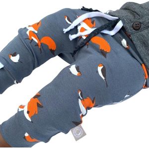 tinymoon Unisex Broek – model drop crotch – Foxy – Grijs – Maat 134/140