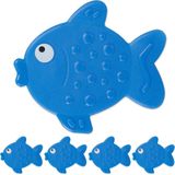 Relaxdays - Antislip Badstickers - Blauw - Set van 5 - PVC met Vismotief