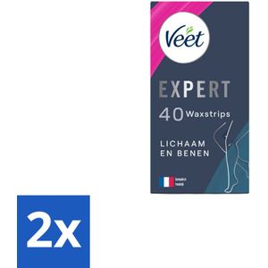 Veet Expert - Ontharingsstrips - Lichaam & Benen - Gevoelige Huid - 40 strips - Voordeelverpakking - 2 stuks