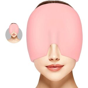 Migraine Muts - 1 Pack - Migrainekap - Migrainemasker - Migrainegelkap met dubbele kop - Gel-ijs warm hoofdkompres - Warme en koude therapie - Herbruikbaar migraine- en hoofdpijnmasker - Slaapmasker - Roze