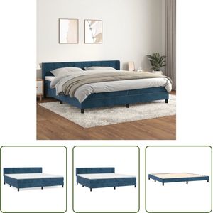 The Living Store Boxspringbed - - Bed - 203 x 203 x 78/88 cm - Donkerblauw Fluwelen Materiaal