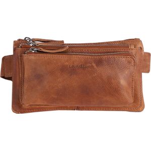 Landley Leren Heuptas met 3 ritsen - Dames en Heren - Moderne Buideltas - Fanny Pack - Antique Vintage Pull-up Leer - Cognac