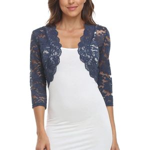 Korte kant bolero voor dames - stijlvolle cardigan met driekwart mouwen