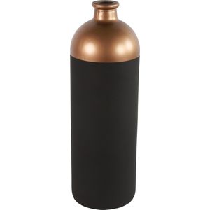 Countryfield Bloemen of deco vaas - zwart/koper - glas - luxe fles vorm - D13 x H41 cm