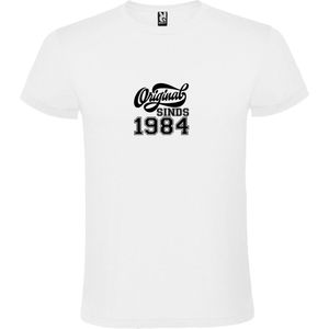 Wit T-Shirt met “Original Sinds 1984 “ Afbeelding Zwart Size XL