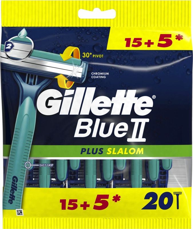 Gillette BlueII Plus Slalom Wegwerpmesjes - Voor Mannen - 20 stuks